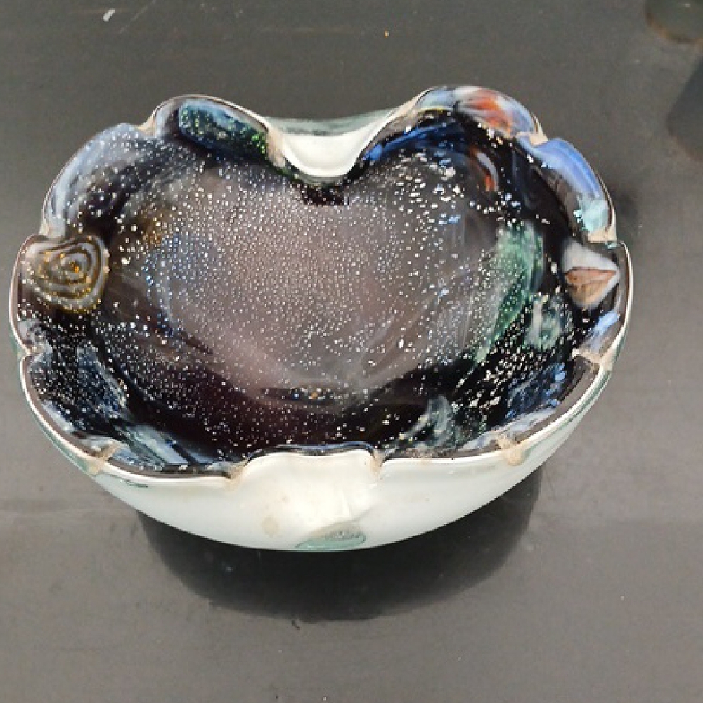 Elegant Black and Blue Art Bowl